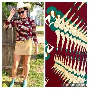 Vintage Shrader Sport showgirls long sleeve slinky top with matching bandana